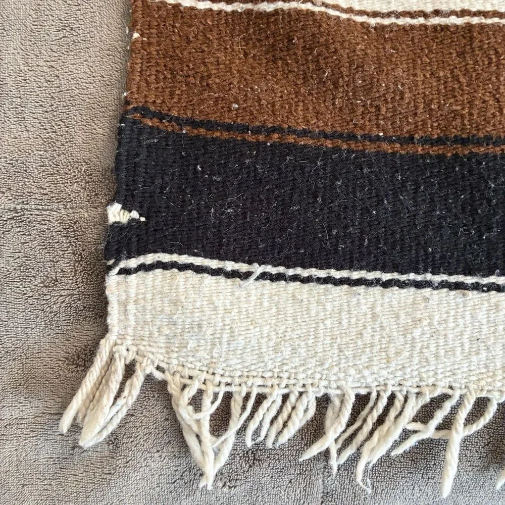 Vintage Mexican Serape Woven Blanket Throw Red Eagle Snake Wool 37x70”
